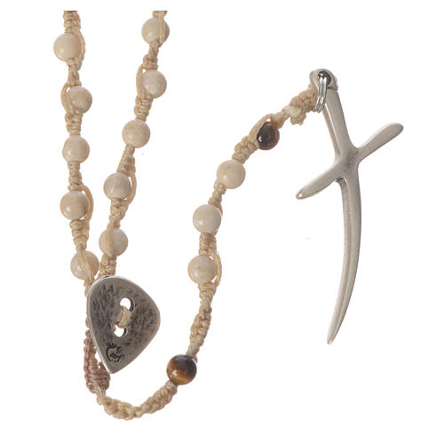 Rosary necklace in fossil stone 4mm 