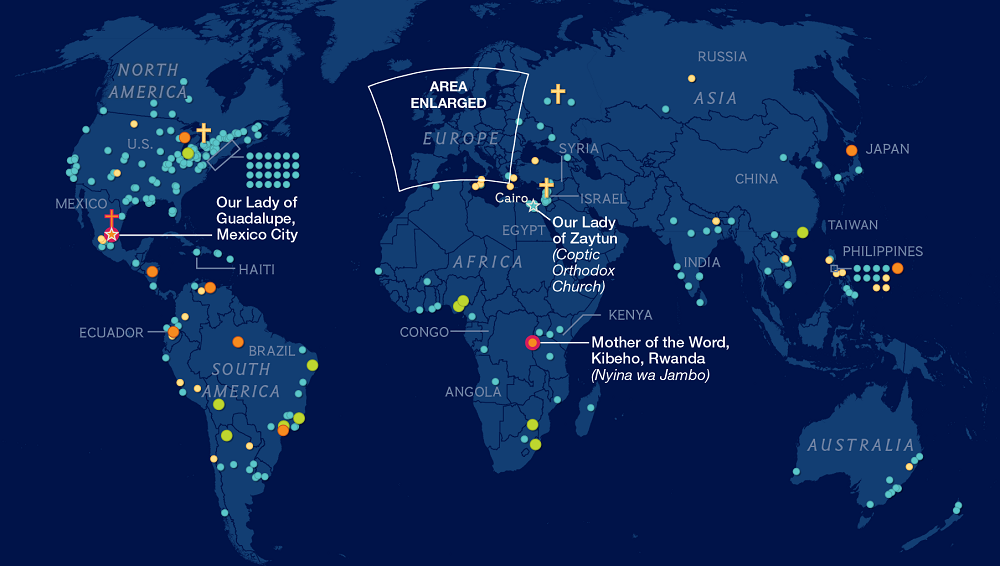 World Map of Marian Apparitions