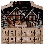 Wooden Advent calendar, star-shaped, with lights and music box, 40x40x10 cm 