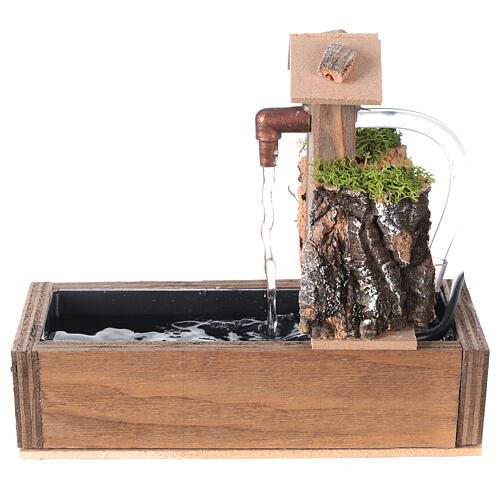 nativity fountain with drinking trough 16x10x16cm