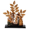 nativity with leaves resin and old gold metal 20x25x10 cm