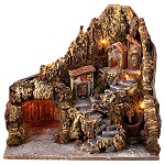 neapolitan nativity scene village with cave and fountain 40x34x40 cm (1)