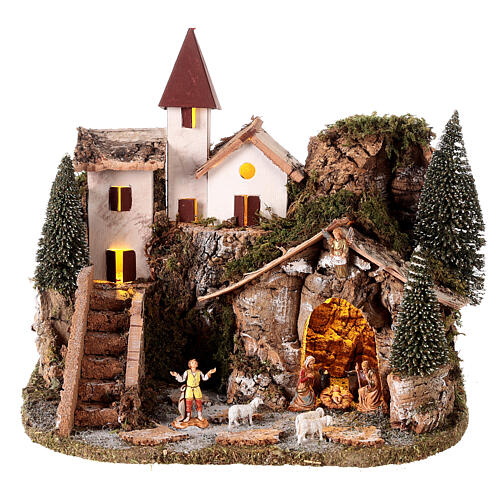 nordic nativity scene village 20x25x20 cm