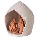 round stable with holy family two toned deruta terracotta 20x18 cm (1)